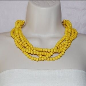 ICervoni Creations Handcrafted Yellow Wood Beaded Statement Necklace.